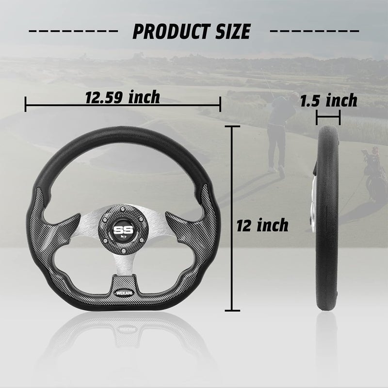 WEKANI D Golf Cart 12.5 Inch Steering Wheel， for Club Car EZGO Yamaha Golf Cart， with Car Horn Button，Cool racing steering wheel - Image 4
